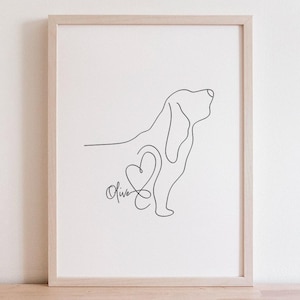 Personalised Basset Hound Portrait | Basset Hound Line Art Drawing (Digital Download)