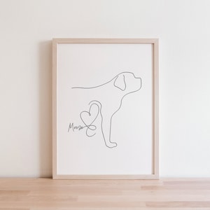 Personalised St Bernard Dog Digital Portrait | Minimalist Bernard Line Art Drawing | St Bernard Silhouette With Name Gift | St Bernard Puppy