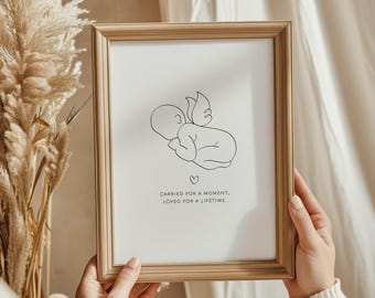 Minimalist Angel Baby Line Art | Infant Loss Memorial Print | Pregnancy Loss Keepsake | Digital Download