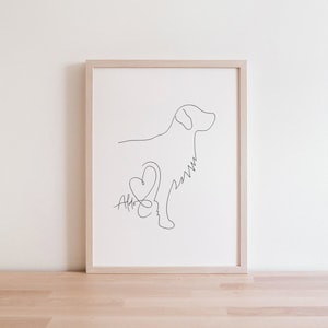 Personalised Golden Retriever Digital Portrait | Golden Retriever Line Art Drawing Gift | Golden Retriever Puppy |Retriever Silhouette Print