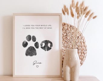 Custom Paw and Nose Print From Photo | Dog and Cat Paw Print Memorial | Pet Loss Keepsake Gift | Digital Download