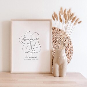 Impresión digital de arte lineal de bebés gemelos / Un gemelo amado por siempre / Recuerdo conmemorativo de la pérdida de un gemelo / Arte conmemorativo de la pérdida del embarazo