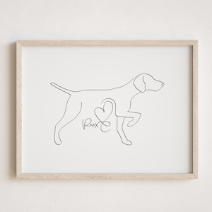 Retrato personalizado de Braco Alemán / Arte minimalista de líneas (descarga digital)