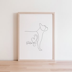 Personalised Boston Terrier Digital Portrait | Minimalist Boston Terrier Line Art Drawing | Boston Terrier Silhouette | Boston Terrier Gift