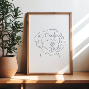 Personalised Cavoodle Face Digital Portrait | Minimalist Cavoodle Dog Line Art Drawing | Cavoodle Puppy Outline | Cavoodle With Name Gift