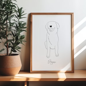 Benutzerdefinierte digitale Haustier Linie Kunst Gliederung vom Foto | Hundeportrait | Benutzerdefinierte Hund Zeichnung Geschenk | Minimalistischer Hund Tattoo Umriss | Faceless Pet Art