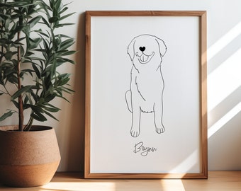 Custom Pet Line Art Outline From Photo | Digital Dog Portrait | Custom Dog Drawing Gift | Minimalist Dog Tattoo Outline | Faceless Pet Art