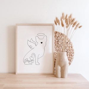 Personalised French Bulldog Digital Portrait | Frenchie Halo and Angel Wings Memorial Print | Frenchie With Name | French Bulldog Loss Gift
