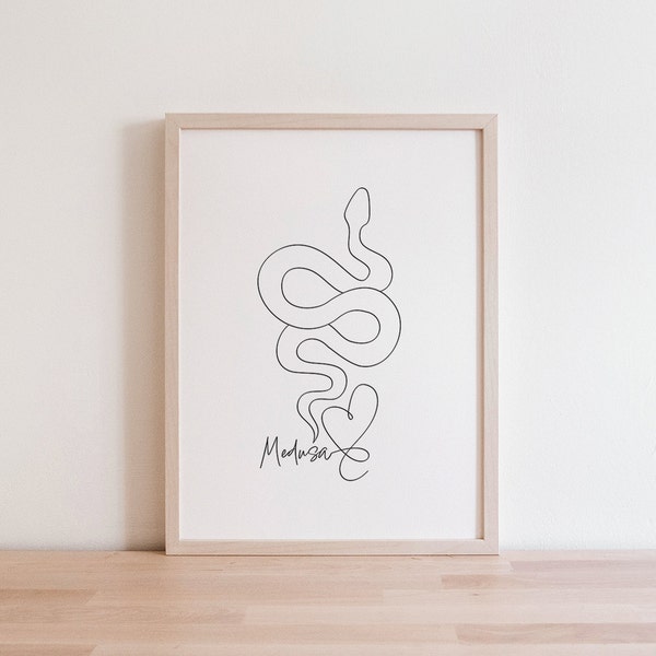 Personalised Snake Minimalist Digital Portrait | Snake Line Art Drawing | Snake Memorial Gift | Snake Outline | Pet Snake Gift | Snake Art