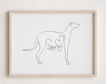 Personalised Greyhound Line Art Print | Minimalist Dog Portrait (Digital Download)