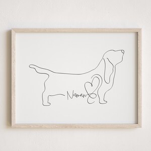 Personalised Basset Hound Portrait | Minimalist Basset Hound Line Art (Digital Download)