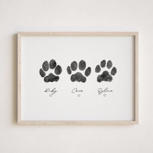 3 Huellas de Perro Personalizadas a Partir de una Foto / Triple Huella de Mascota / Impresión Digital de Recuerdo para Mascotas Familiares / Arte de Patas de Nuestra Familia Peluda