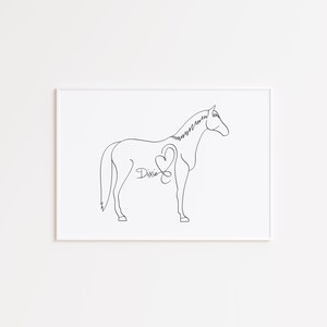 Personalised Horse Portrait | Minimalist Horse Line Art Drawing | Equine Decor (Digital Download) image 2