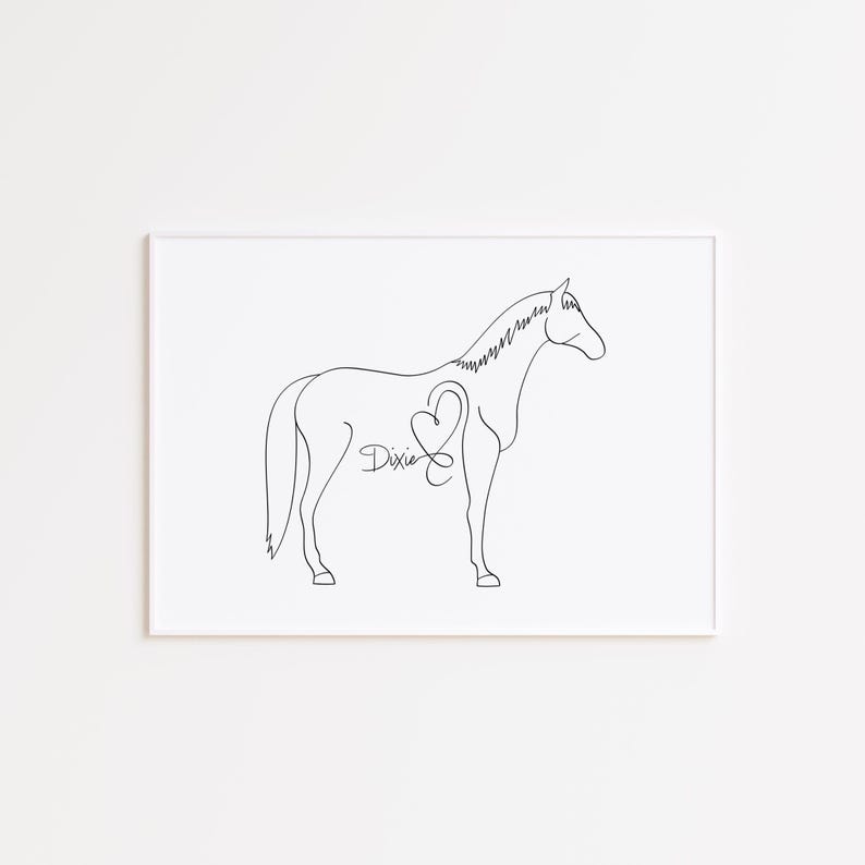 Personalised Horse Portrait | Minimalist Horse Line Art Drawing | Equine Decor (Digital Download) image 2