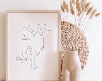 Personalised Golden Retriever Memorial Portrait | Minimalist Golden Line Art (Digital Download)