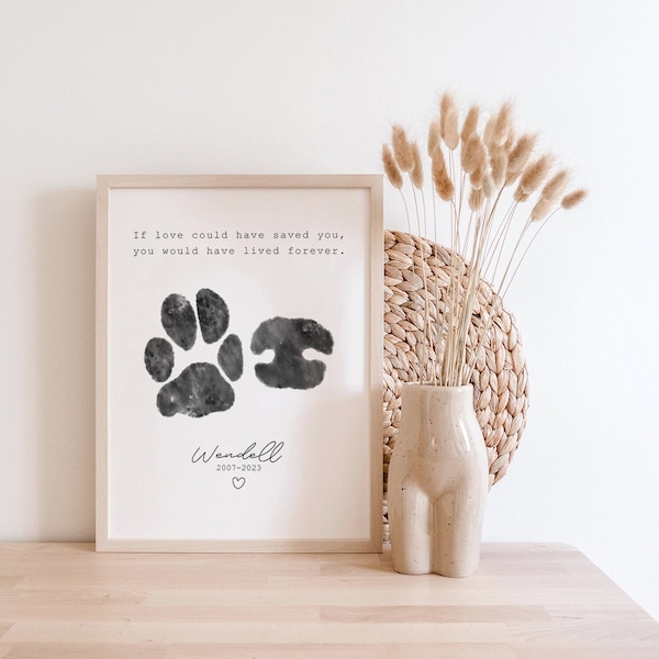 Aangepaste poot- en neusafdruk van foto | Hond poot neusafdruk | Kat poot neusafdruk | Hond Memorial Paw Print | Kat Memorial Paw Print | Huisdier verlies