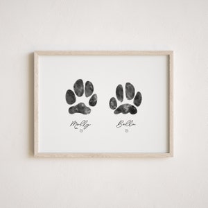 Custom 2 Dog Paw Print From Photo | Digital Dog Paw Prints | Dog and Cat Paw Print Gift | Dog Memorial Paw Print Gift | 2 Dog Keepsake Gift