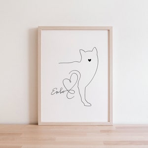 Personalised Shiba Inu Dog/Puppy Digital Portrait | Shiba Inu Outline With Name | Minimalist Shiba Line Drawing | Shiba Inu Heart Nose Gift