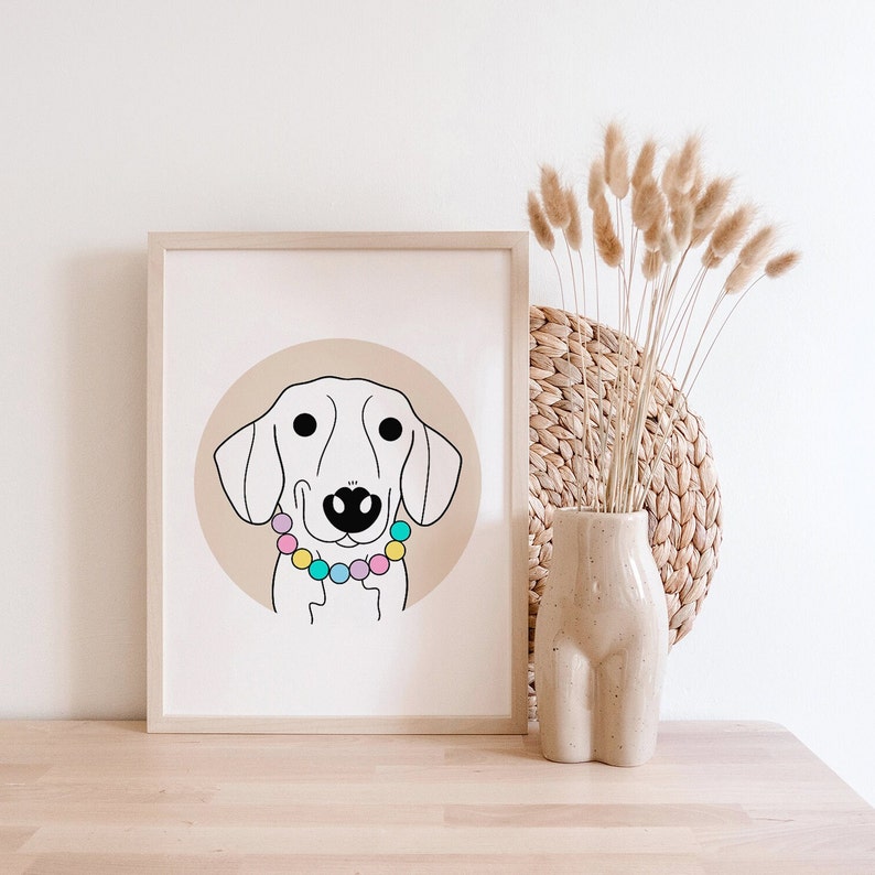 Custom Digital Pet Portrait Drawing From Photo Dog Sketch From Photo Personalised Cute Dog Artwork Puppy Portrait Gift Smiling Dog image 1