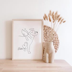 Personalised Shar Pei Angel Dog Digital Portrait | Shar Pei Memorial Portrait | Shar Pei Pet Loss Gift |Shar Pei With Name and Heart Drawing
