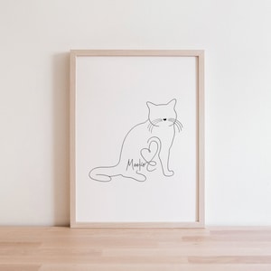 Personalised Domestic Shorthair Cat Digital Portrait | Shorthair Kitten Print | Minimalist Domestic Cat Line Art Drawing |Shorthair Cat Gift