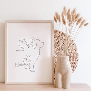 Personalised Newfoundland Memorial Portrait | Newfie Angel Line Art Keepsake (Digital Download)