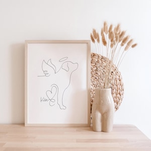 Personalised Labrador Dog Halo and Angel Wings Digital Portrait | Minimalist Labrador Line Art Drawing | Labrador Loss Memorial Gift