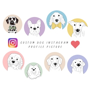 Custom Instagram Dog Profile Picture Drawing From Photo | Dog Instagram Social Media Picture | Minimalist Dog Avatar Sketch | Instagram Dog