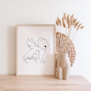 Personalised British Bulldog Halo and Angel Wings Memorial Digital Print |  British Bulldog Sympathy Gift | English Bulldog Bereavement Art