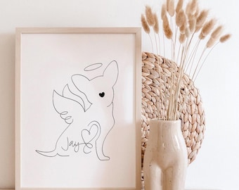 Personalised Chihuahua Memorial Line Art | Chihuahua Loss Keepsake Gift (Digital Download)