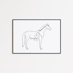 Personalised Horse Portrait | Minimalist Horse Line Art Drawing | Equine Decor (Digital Download) image 3