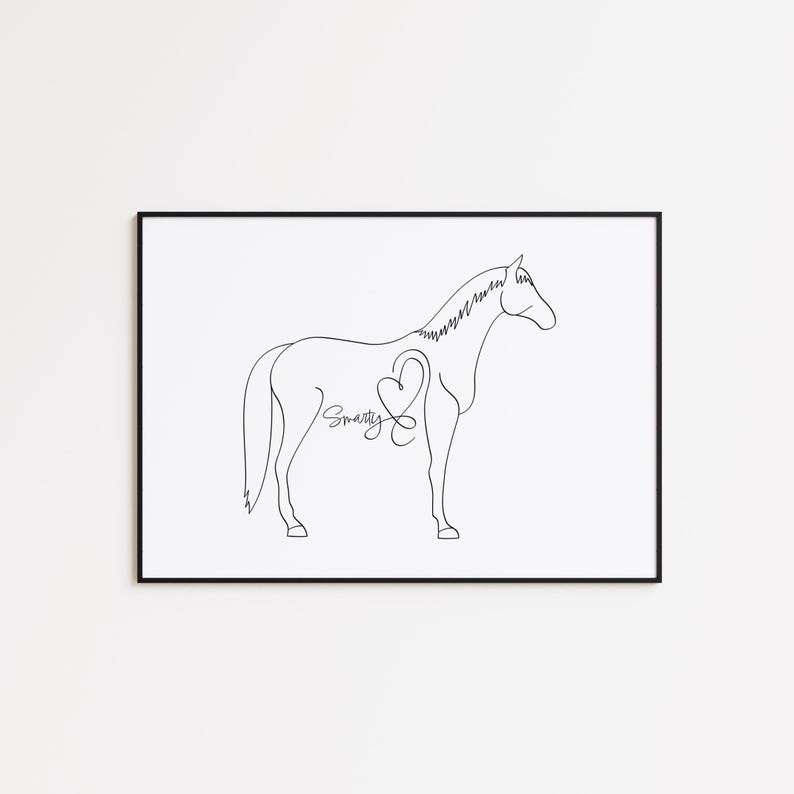 Personalised Horse Portrait | Minimalist Horse Line Art Drawing | Equine Decor (Digital Download) image 3