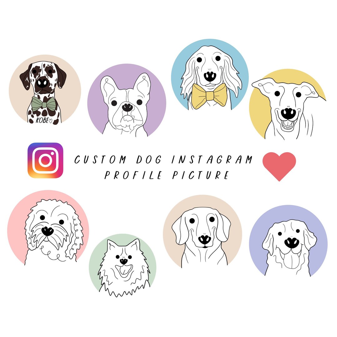 Custom Instagram Dog Profile Picture Drawing From Photo Dog Etsy