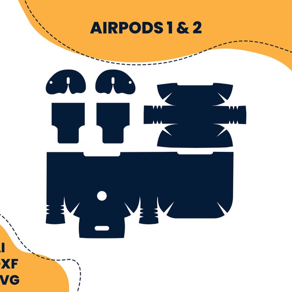 Airpods 1 2 Schnittschablone für Haut und Sticker - Schnittschablone Aİ SVG DFX Vektor Cut File für Cricut