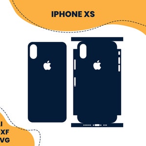 May include: A black iPhone XS phone case with a cut-out for the camera and a white Apple logo. The case is shown with a separate screen protector.