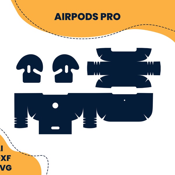 Airpods Pro modèle de coupe pour peau et autocollant - modèle de coupe Aİ SVG DFX Vector Cut File pour Cricut