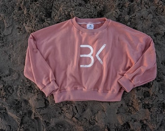 Women Bk Signature Printed Sweatshirt | Sweatshirt & Jogger Set | Lightweight Cotton Pink Sweatshirt | BK Slouchy Sweater | Gift For Her