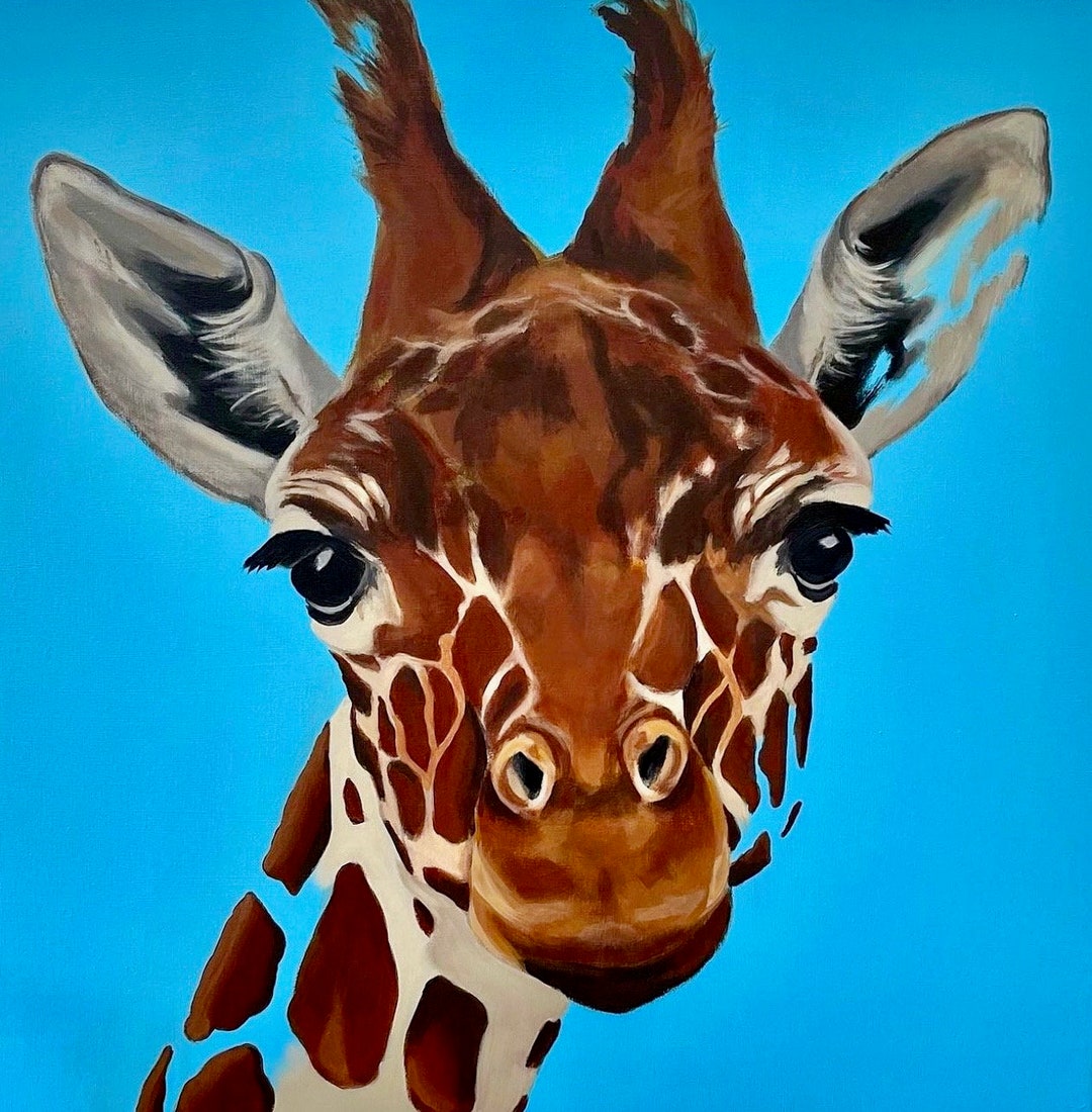 Peanut the Popart Giraffe Handmade Acrylic on Canvas Etsy