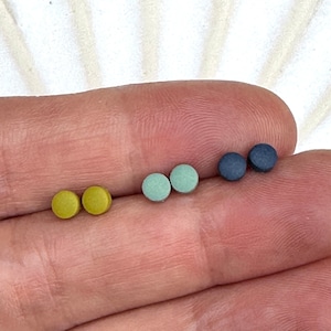 4mm Micro Polymer Clay Stud Earrings: Colourful Unisex Minimalist Lobe Helix