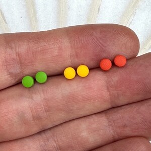 4mm Micro Polymer Clay Stud Earrings: Colourful Unisex Minimalist Lobe Helix