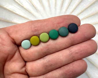 8mm Polymer Clay Stud Earrings: Colourful Domed Circle, Silicone Post Option