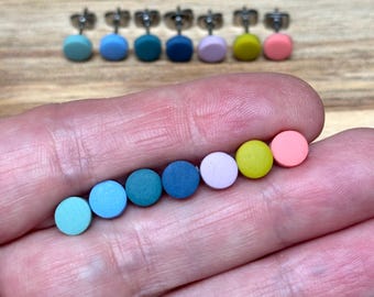 6mm Mini Polymer Clay Stud Earrings: Colorful Circle Studs, Hypoallergenic
