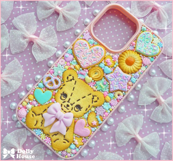 Kawaii Bear Cookie Decoden Phone Case for iPhone 16 Pro Max by Dolly House