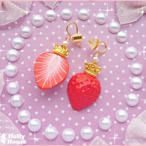 Kawaii Royal Strawberry Earrings by Dolly House