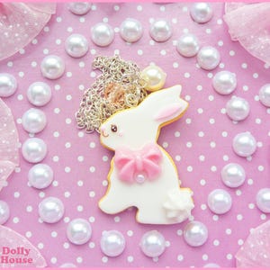 Kawaii Pastel Cookie Bunny Necklace by Dolly House