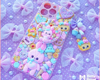 Kawaii Sweet Decoden iPhone 13 Pro Max Deco-hoesje met handgreep en riem van Dolly House