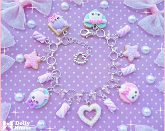 Pulseira Kawaii Doce de Biscoitos Pastel e Marshmallow da Dolly House