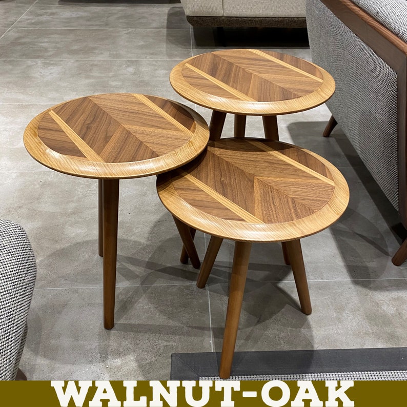 Wooden Nesting Table Set of 3 Mid Century Modern Nesting Etsy