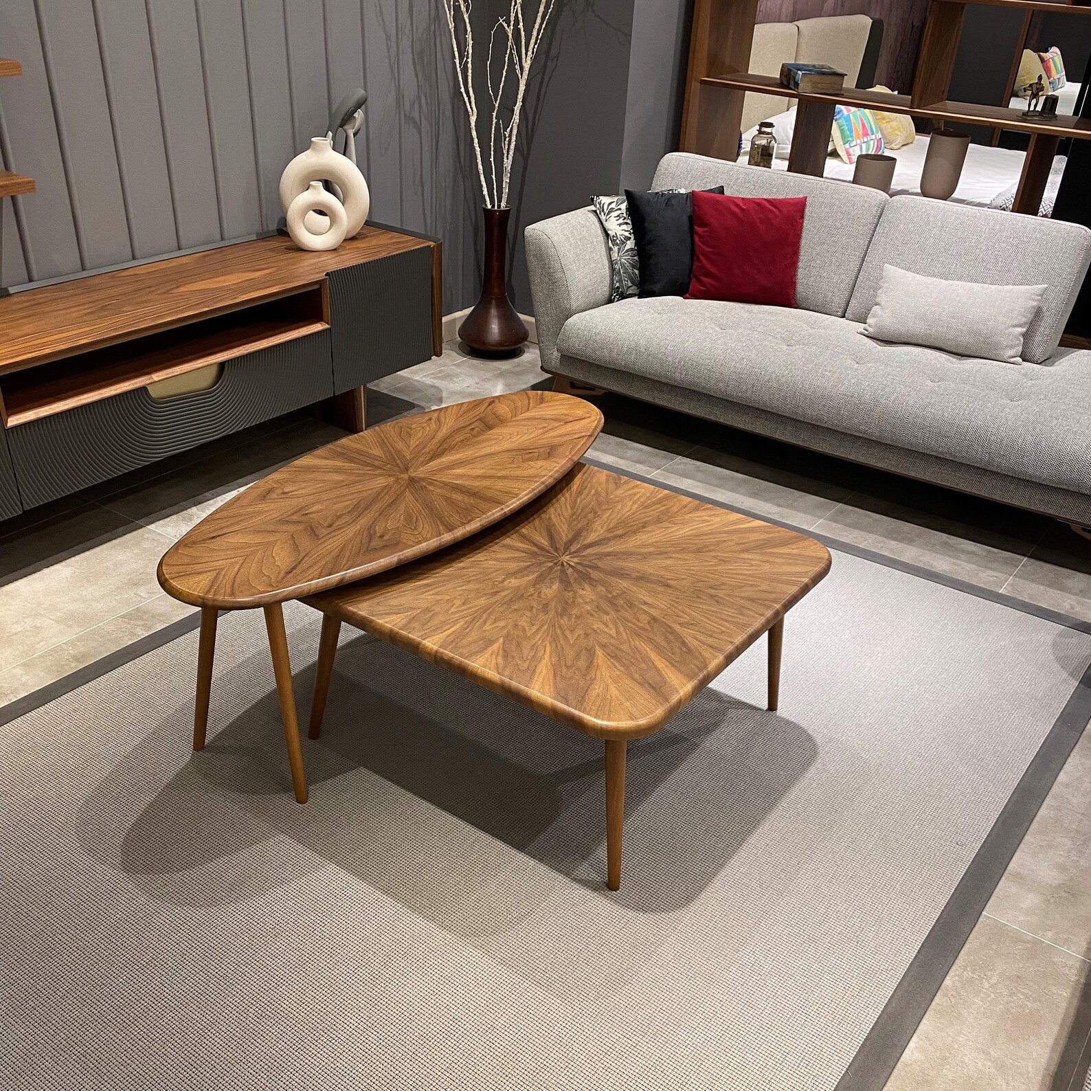 Wooden Walnut Veneer Coffee Table Mid Century Modern Coffee Etsy