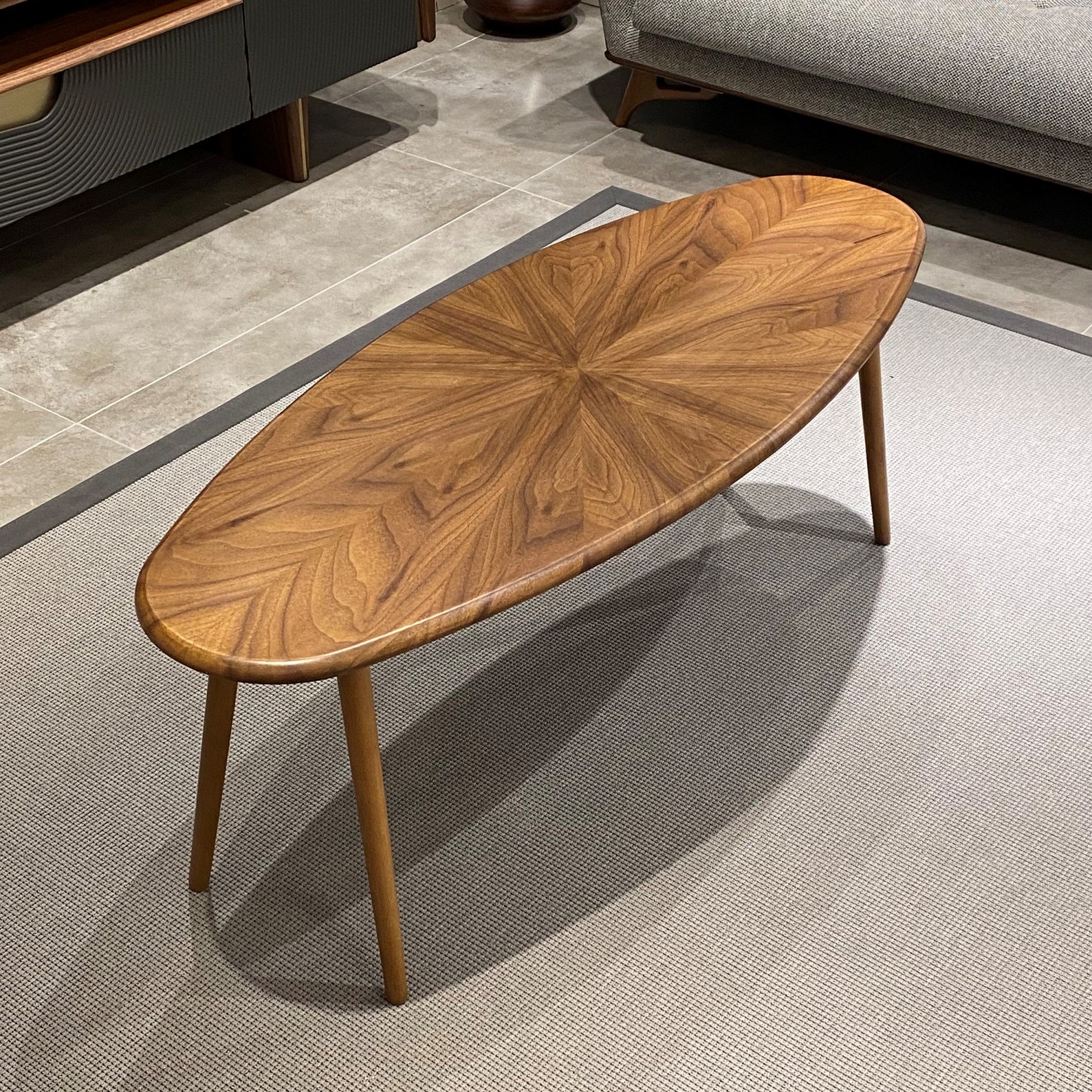 Wooden Walnut Veneer Coffee Table Mid Century Modern Coffee Etsy